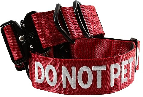 Tacticollar Nylon-Halsband „Bitte nicht streicheln“mit einer Breite von ca. 5 cm für mittelgroße und große Hunde, innen mit Neopren gepolstert, kommuniziere die Bedürfnisse deines Hunds, um Unfälle zu
