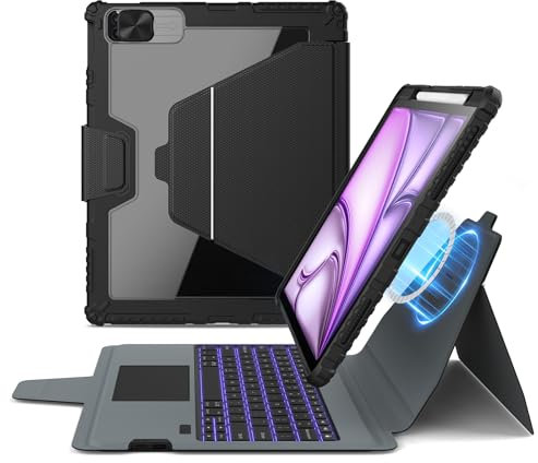 Nillkin for iPad Air 13 Inch Magnetic Keyboard Case (M3/M2, 2025/2024),Magnetic Stand,Slide Camera Cover,Portrait/Landscape Mode,iPad Pro 12.9”(3/4/5/6th Gen) with Multi-Touch Trackpad,Black