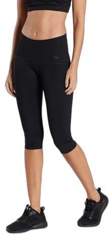 DITCHIL Mallas Cortas Deporte Mujer Leggins Capri Sparkle Negro Running Fitness Yoga Gimnasio Talla L