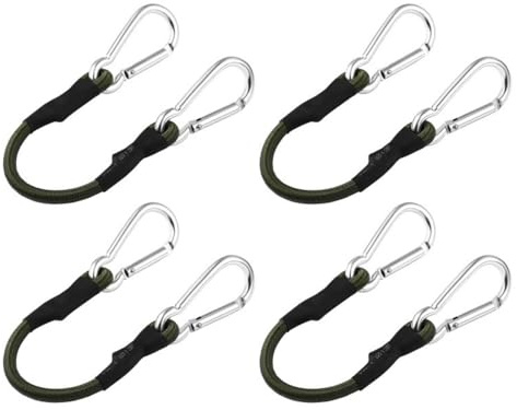 Expanderseil mit Karabiner, 4 Stück Spanngummi mit Haken, 8mm Dick x 30/60/90/120 cm Lang, Starker Gepäckspanner für Sonnensegel, Planen, Gepäck, Camping und vieles mehr