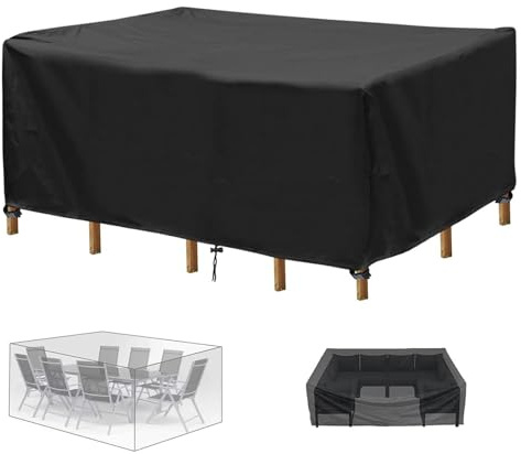 BBOVOBB Outdoor Garden Furniture Covers,150x90x75cm(LxWxH) Rectangular Rattan Furniture Covers 420D Oxford Anti-UV Tear-Resistant Patio Furniture Cover for outside Rectangle,Patio Set Cover,