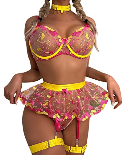 CXKOLD red Babydoll Dress Lingerie Set Lingerie Dressup All in one Underwear for Women Sexy Outfits Women UK Naughty Bedroom