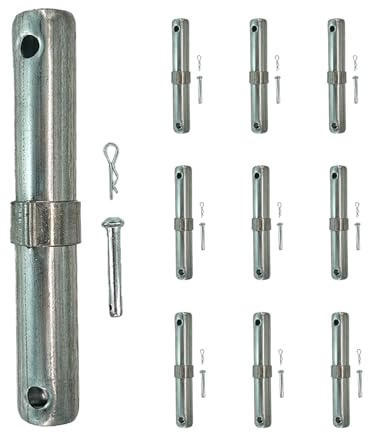 Fudatong 10 Pcs Scaffolding Coupling Pins: 1-3/8 OD x 9 L Heavy Duty Scaffolding Coupling Pin with 1 Collar Scaffold Pins Accessories Scaffolding Spring Locking Pins Connecting Rod - 10 Pack