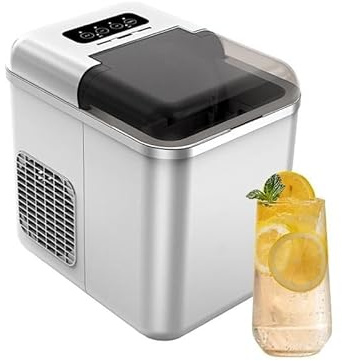 Máquina for hacer hielo en encimera, máquina for hacer cubitos de hielo for encimera grande con cuchara y cesta for hielo, máquina for hacer hielo autolimpiante, 2 tamaños de cubitos de hielo, 9 cubit