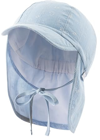 Sterntaler Schirmmütze Nacken Saurier - Jungen Mütze aus Baumwolle - UV-Schutz 30 Sommermütze mit Nackenschutz und Bindeband - Sonnenhut - Baby und Kinder Kopfbedeckung