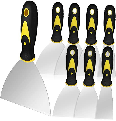 Homoyoyo 8pezzi Spatole Acciaio Inossidabilper Cartongesso e Riparazioni Strumenti Per Fissare Crepe Rimuovere Pittura e Stuccare Muri Manico Ergonomico Per Appensione