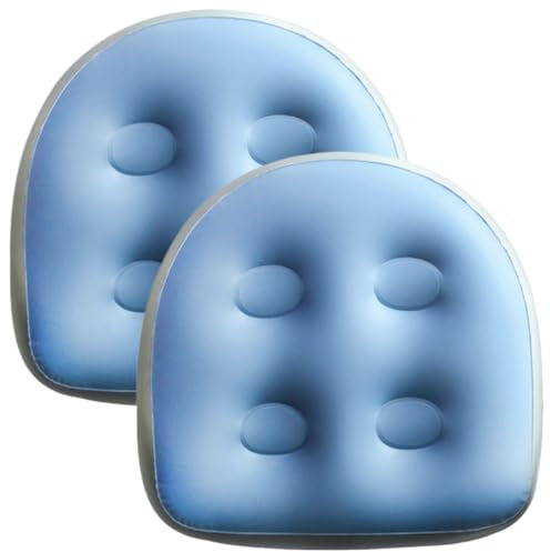 Bathtub Cushions, 2Pcs Inflatable Booster Seat 18.5x14.6x5.9'' Spa & Back Support Inflatable Hot Tub Seat with Suction Cup Hot Tub Seat PVC Hot Tub Booster Seat for Adults, Blue