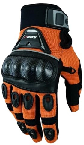WMW WALI MOTO WEAR Motorradhandschuhe für Herren und Damen, Sommer Motorradhandschuhe mit Knöchelprotektor, Atmungsaktive Sporthandschuhe für Motorrad,Motorrad Roller Handschuhe (ORANGE, 3XL)