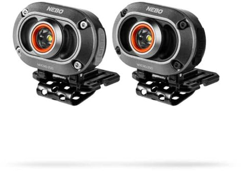 NEBO MYCRO 250 Rechargeable Headlamp | 250 Lumens, 3 Light Modes, Water Resistant, Adjustable Strap, Super Bright Head Lamp for Camping & Hiking, Includes USB Charging Cable — 2 Pack