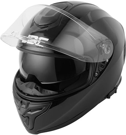 JDC Casco da Moto Integrale - Doppia Visiera Retrattile ECE 22.06 - SABRE - Nero - XS
