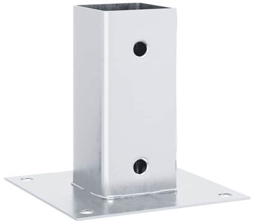 vidaXL Bases de poteau carrées 4 pcs argent 61x61 mm acier galvanisé