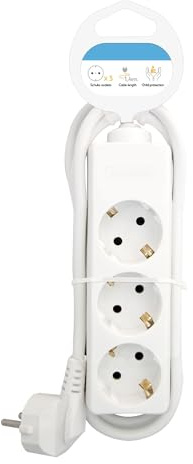 Regleta - regleta básica sin Interruptor, 3 Tomas, Cable de 1.4 Metros. Ideal para múltiples Conexiones eléctricas.*