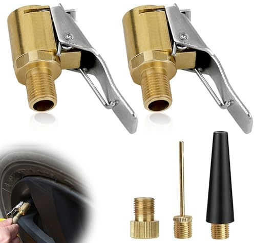 TFLPUO Multifunktionales Valve Adapter Set, Französisches Valveadapter Ventil Autoventil Kupfer auf Schrader Hebelstecker Ballnadel für Autoreifen Fahrräder Bälle