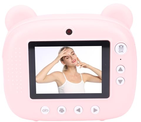 Bewinner Omedelbar Kamera med Skrivare, 48MP HD Dual Lens Portable Photo Printer Camera for Kids Travel, Innehåller 3 Rullar Printpapper, 32 GB -kort, Cartoon Style -
