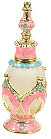 NOLITOY Arabische Parfümflasche Klein 25 Ml Aus Glas Tragbare Aromaflasche Mit Pinker Krone Für Reisen Und Ätherische Öle