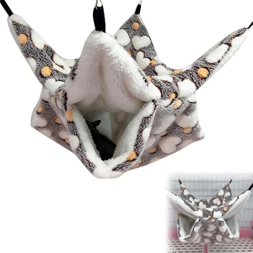 Rakiuty Hamacas para ratas, hamacas de hurón, hamaca pequeña para mascotas, juguetes de ratas y accesorios para jaula de cama colgante de doble capa