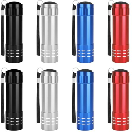 XCWTBL Small Led Torch, 8 Pack Small Torches Led Super Bright with 9 LEDs, Colorful Pocket Torches with Lanyards,Ideal Camping Hiking Outdoor Party（Battery Not Included）