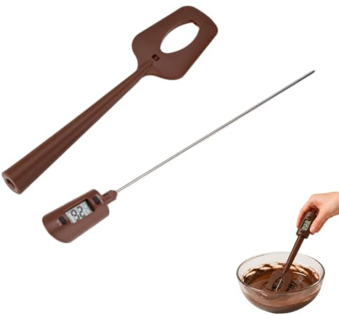BuyWeek Zuckerthermometer Schokolade Digital Thermometer mit Silikon Spatel | Hohe Präzision Klar Display Kochen Thermometer für Schokolade Cremes Saucen Sirup, Temperaturbereich -50 °C bis 300 °C