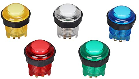 Cryfokt Professionella LED-tryckknappar för Spelmaskiner, Flera Färger, Set med [5] för Spelentusiaster (5V)
