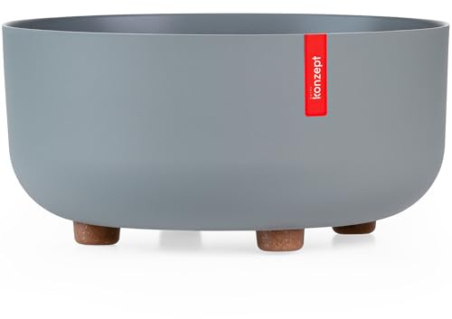 KONZEPT Blumentopf mit Füßen Ø 30 cm, Höhe 14 cm, großer Übertopf für innen & außen, UV-beständig & wetterfest – Grün