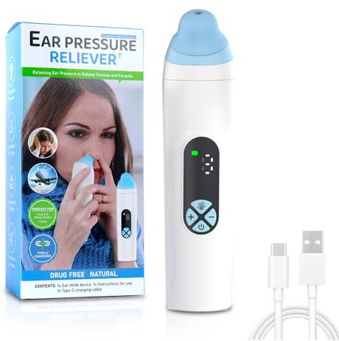 Dispositivo de alivio de presión del oído, desbloqueador de trompas de Eustaquio, ajustable para tinnitus y volar, expansor de presión recargable, 3 ajustes de velocidad