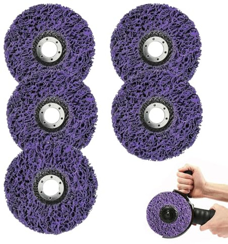 5 Dischi per Rimuovere la Vernice, 5 Dischi Abrasivi CSD da 115 mm, Disco Abrasivo, Dischi Abrasivi in Nylon Grossolano, per Rimuovere la Vernice Ruggine e le Saldature E L'ossidazione, Viola