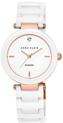 Anne Klein Women's Genuine Diamond Dial Ceramic Bracelet Watch