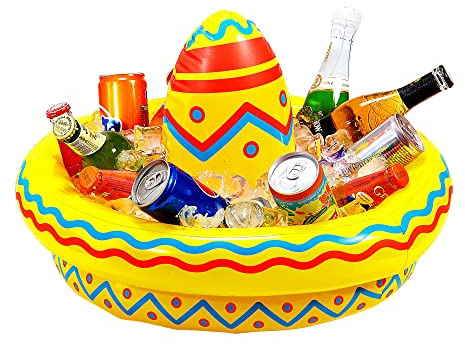 W WIDMANN MILANO Party Fashion - 04839 - Sombrero refrigerador inflable, diámetro aprox. 50 cm, México, fiesta temática, carnaval, fiesta en la piscina