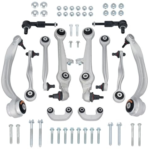 GEPCO Querlenker Satz Koppelstange Spurstangenköpfe kompatibel mit Audi A4 8D B5 A6 4B Vw Passat 3B2 3B5 12-teilig mit Schrauben und Muttern Konusmaß 21 mm
