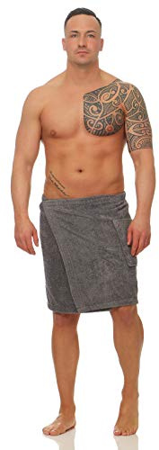 Class Home Collection Saunakilt Herren – Weiches Baumwolle Frottee Saunahandtuch mit Klettverschluss, ideal als Saunatuch, Saunazubehör, Hamamtuch, tragbare Badetuch für Sauna & Wellness, Grau