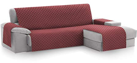 Textilhome Sofaschoner Chaiselongue MALU Rechts 240 cm Gesteppt Wendbar Rot | Ideal für Haustiere und Kinder. Schützt das Sofa vor Flecken, Tierhaaren, Kratzern und täglicher Abnutzung