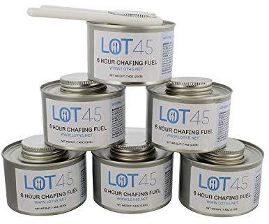 Lot45 6 ore di cottura con stoppino combustibile per alimenti, bruciatori per piatti di sfregamento, confezione da 6 e apricoperchio gratuito