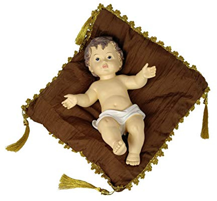 DRW Niño Jesús con cojín marrón y Dorado 28 cm (Vestido)
