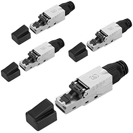 kwmobile 4X Connecteur RJ45 Cat 6A sans Outil - Fiche Connecteur Réseau Ethernet Blindé - Prise pour Câble de Raccordement