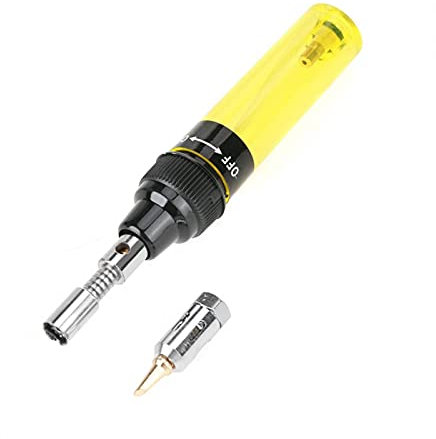Saldatore a gas, facile da mantenere e ricaricare Penna per saldatura a torcia a gas butano senza fili, Penna per saldatura a pistola per saldatore a batteria 1300℃(giallo)