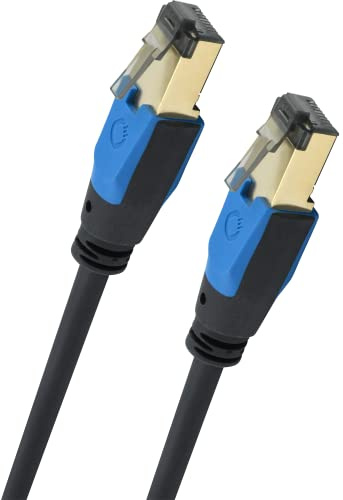 OEHLBACH Giga Stream Câble réseau Cat 8.1 Streaming 40 Gbit/s RJ45 triple blindage TPE Gaine Twisted Pair - Cuivre OFC sans oxygène (streaming, jeux, réseau domestique) - Noir - 1 m