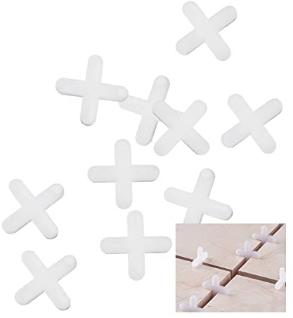 NUZAMAS Fliesen-Abstandshalter 5,0 mm Plattenabstandshalter Kunststoff Kreuzform für genaue Fliesenpositionierung DIY Pflastersteine Gartenplatten Wandfliesen 300 Stück