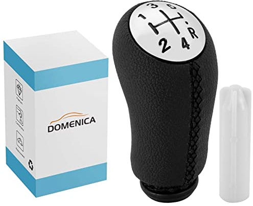 DOMENICA 5 Vitesses Pommeau de Levier de Vitesse Cuir Compatible pour Renault Clio 3 Clio 4 Megane 2 Scenic 2 Laguna 2 Dacia Modus Kangoo (Noir)