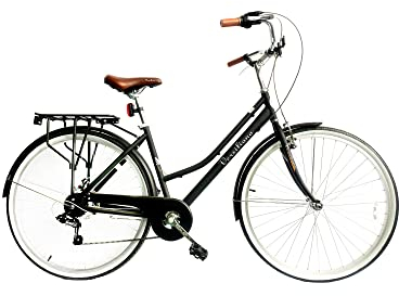 Versiliana Vintage-Fahrräder – Citybike – widerstandsfähig – praktisch – komfortabel – perfekt für die Fortbewegung in der Stadt (Damen 28, SCHWARZ/Weiss)