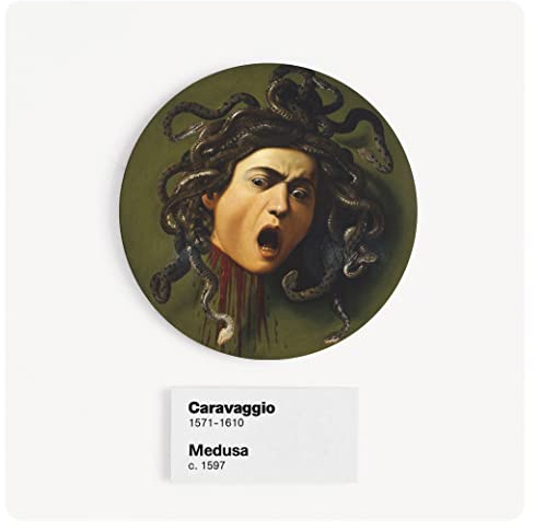 Künstlerische Federdeckel Abdeckung - Ø100mm - Unterputzdose - Schalterdosen - Tondo mini-collection (Caravaggio - Medusa)