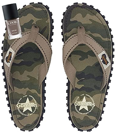 Gumbies Zehentrenner Set- Camouflage mit dem Nagellack Nature | Zehentrenner Damen | Sandalen Damen | Badeschlappen | Badelatschen