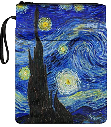 Jndtueit Van Gogh Buchhüllen, Sternennacht, waschbarer Stoff, Buchumschläge, Galaxie für Taschenbücher, Hardcover bis 22,6 x 29,5 cm