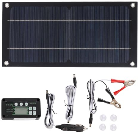 Solarpanel-Kit, 600 W Solarpanel-Ladegerät, Monokristallines Silizium, 100 A, Laderegler, Solarpanel-Kit mit Verlängerungskabel, Batterieclip für Wohnmobil-Outdoor-Camping
