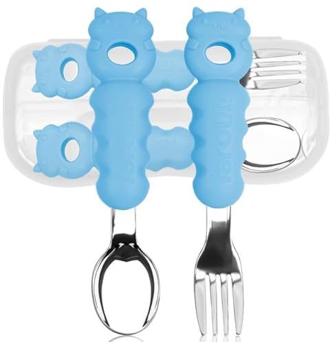 farout Baby Besteckset Kindergabel & Babylöffel Edelstahl mit Silikon Griff, BPA frei Esslernbesteck ab 1 Jahr, Kinderbesteck, Lernbesteck - Ideal als BLW Besteck Set
