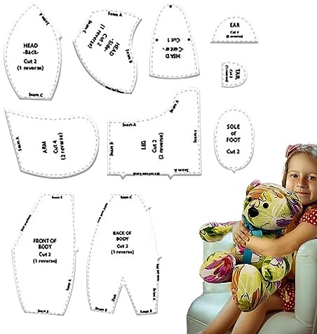 10 plantillas de oso de memoria para costura, juego de reglas de oso de memoria, plantilla de tela de corte de, patrón de costura de oso de memoria, juego de reglas de plantillas acrílicas