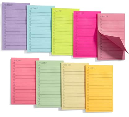 Mr. Pen - Notes adhésives pour liste de choses à faire, 7,6 x 12,7 cm, 9 blocs, 360 feuilles, blocs adhésifs lignés avec écriture lisse, faciles à décoller, papier épais pour la planification, le