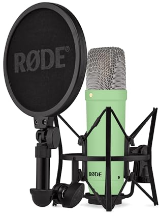 RØDE NT1 Signature Series Großmembrankondensatormikrofon mit Schockhalterung, Popschutz und XLR-Kabel für Musikproduktion, Gesangsaufnahmen, Streaming und Podcasting (Grün)