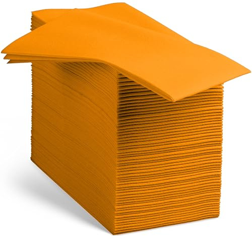 Linen-Feel Orange Papierservietten – Dekorative stoffähnliche Einweg-Servietten – Weiche und saugfähige Servietten für Thanksgiving, Party, Hochzeit, Bad oder jeden Anlass (100 Stück)