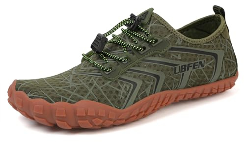UBFEN Water Shoes Aqua Swim Shoes Mens Womens Beach Sports Quick Dry Barefoot for Boating Fishing Diving Surfing Green Color Size US 10 Women 8.5 Men