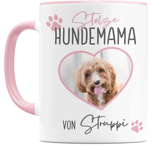 Hundemama Tasse personalisiert mit eigenem Foto für Hundebesitzer | Personalisiert, hochwertige Keramik, spülmaschinen- & mikrowellengeeignet, 330 ml, für Hundeliebhaber